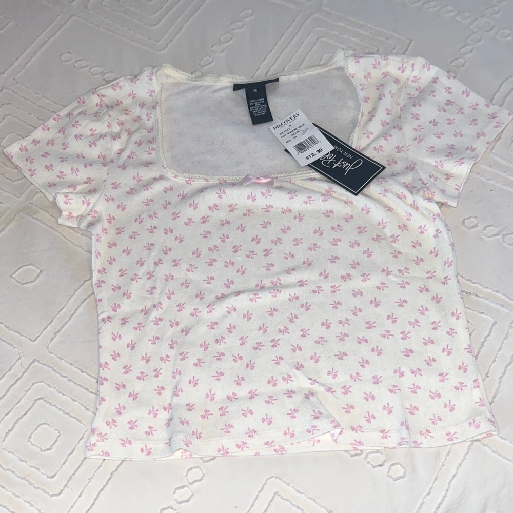 Wild Fable White and Pink Floral Blouse
